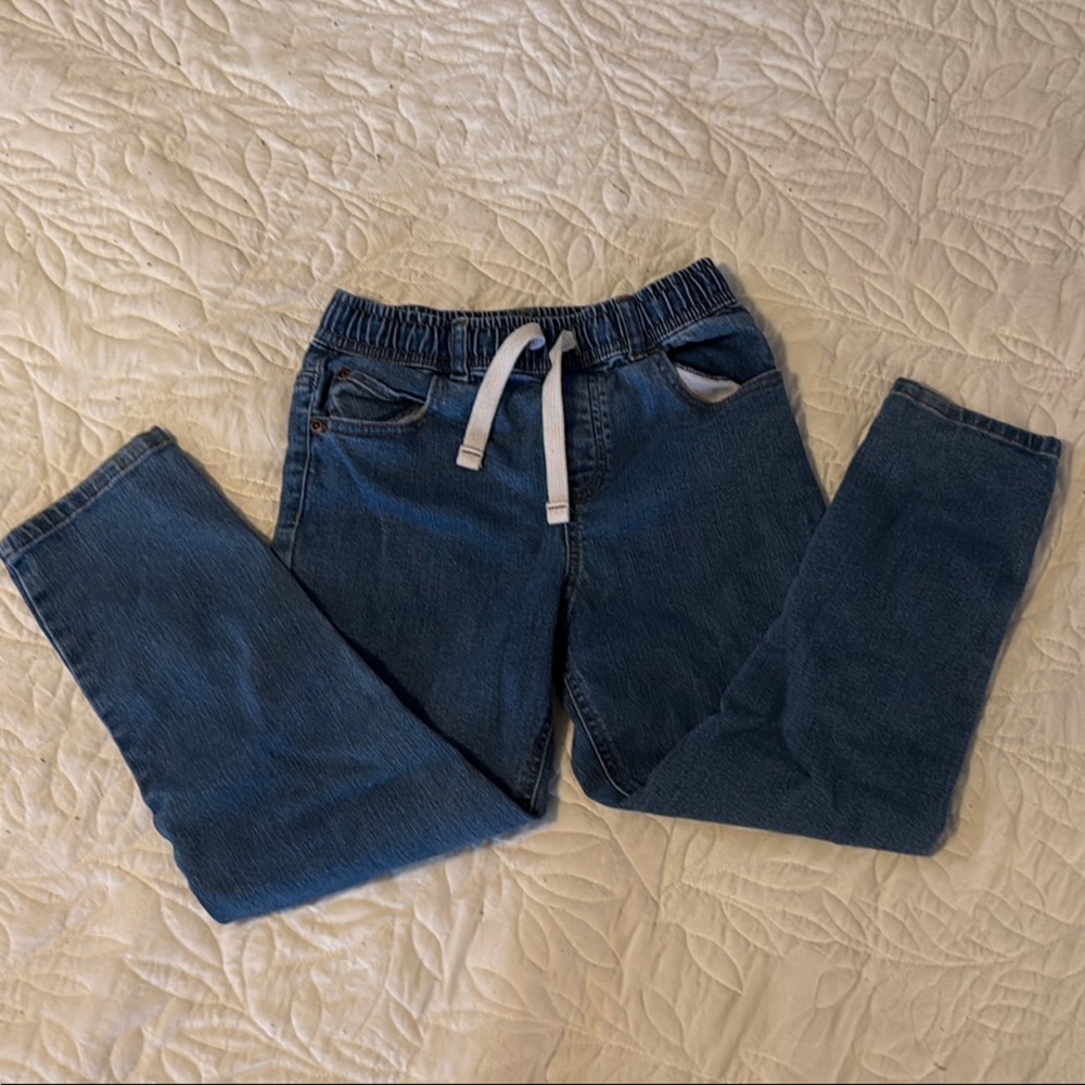 Blue and White Slim Fit Jeans